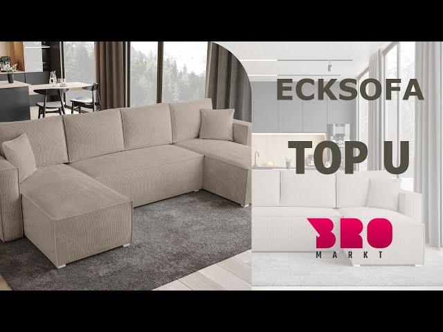 Modernes Cord-Ecksofa "TOP U" mit Schlaffunktion – Eleganz trifft auf Komfort | Bromarkt.de