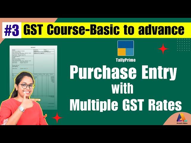 #3 Purchase Entry With GST in Tally Prime | Purchase Bill Entry Kaise kare with Multiple GST rate