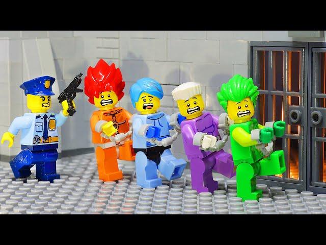 Fire, Water, Air, and Earth Prisoner! Four Elements at Prison | LEGO Land