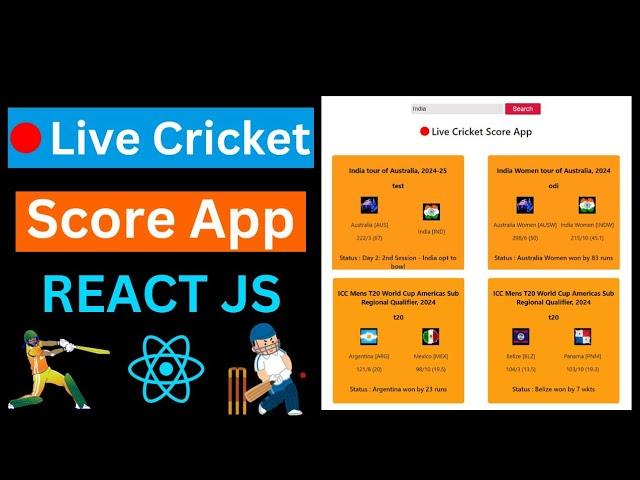 Live Cricket Score Application Using React JS | Cricket Score App | Project Using React JS