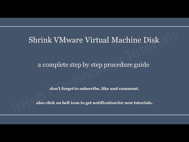 Shrink Vmware Virtual Machine Disk