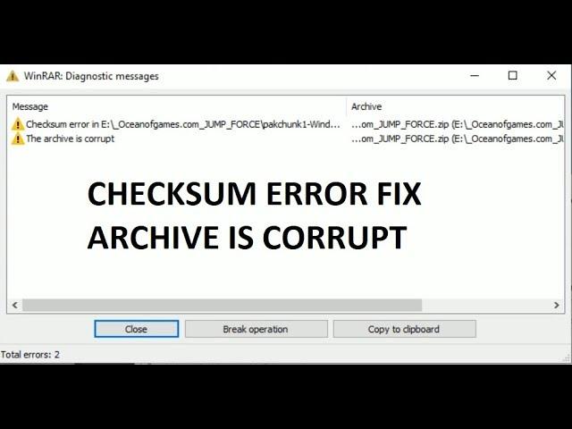 Fix Checksum error winrar