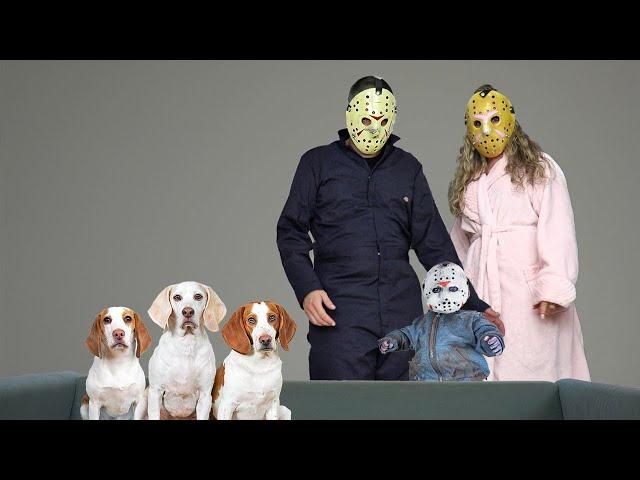 Dogs vs Baby Jason & Voorhees Family! Funny Dogs Maymo, Potpie & Indie Friday the 13th Prank!