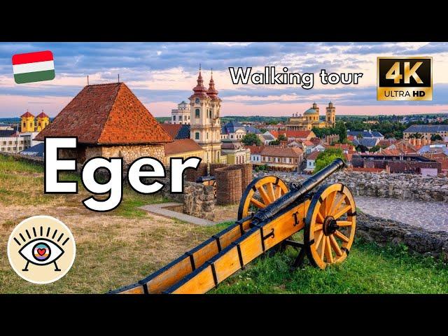 Eger, Hungary [4K] HDR  “Walking Tour” Walk with subtitles!