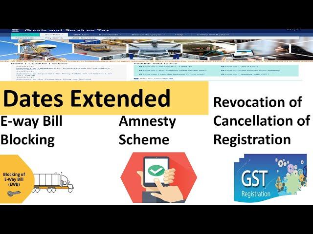 Dates extended in GST, GST amnesty scheme, Revocation, E-way bill blocking dates extended