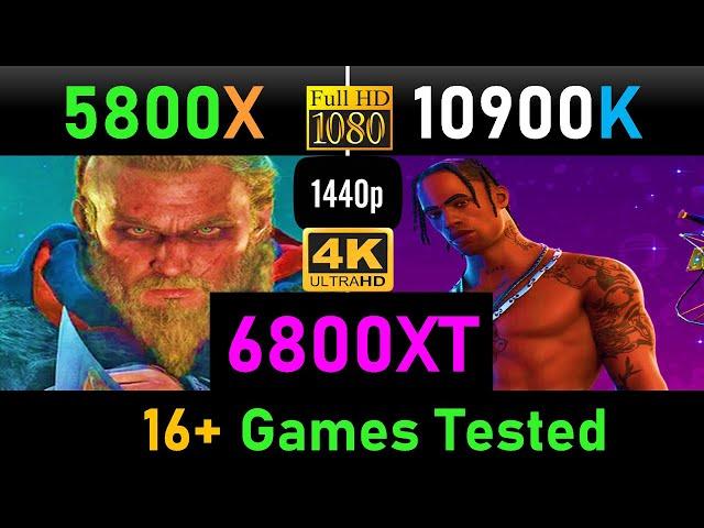 AMD RX 6800XT + Ryzen 5800X vs i9-10900K 16+ Gaming Benchmarks