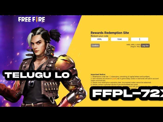 500K LIVE WATCHING REDEEM CODE TELUGU | FREE FIRE REDEEM CODE TODAYFree Fire Telugu - MBG ARMY