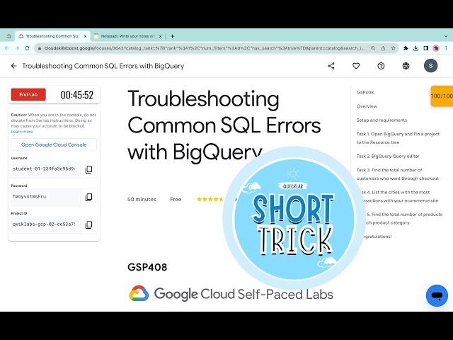 Troubleshooting Common SQL Errors with BigQuery  #qwiklabs  #GSP408 With Explanation️