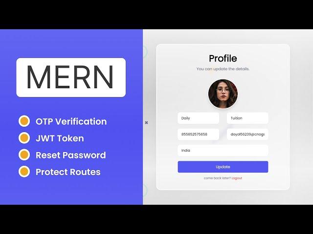 Complete MERN App (OTP Verification, JWT Token, Authentication, Reset Password)