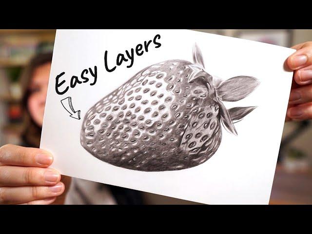 How To LAYER Pencil Like A PRO! - Graphite Strawberry Drawing Tutorial