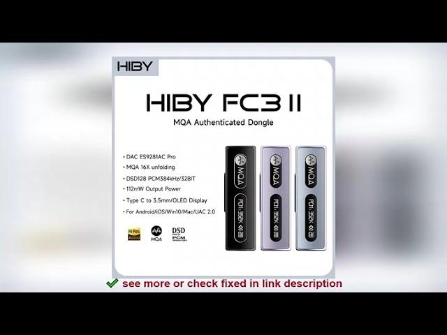 ️HiBy FC3 MQA Dongle Type C to 3.5mm 112mW Output USB DAC Audio HiFi De