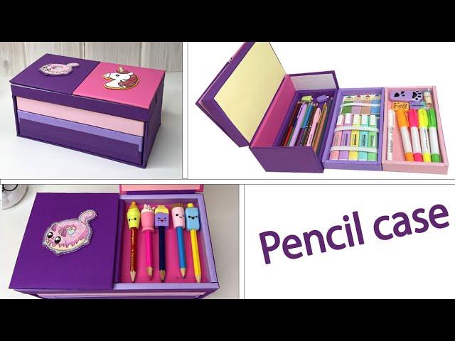 DIY school supplies organizer easy // How to make a school pencil case from cardboard