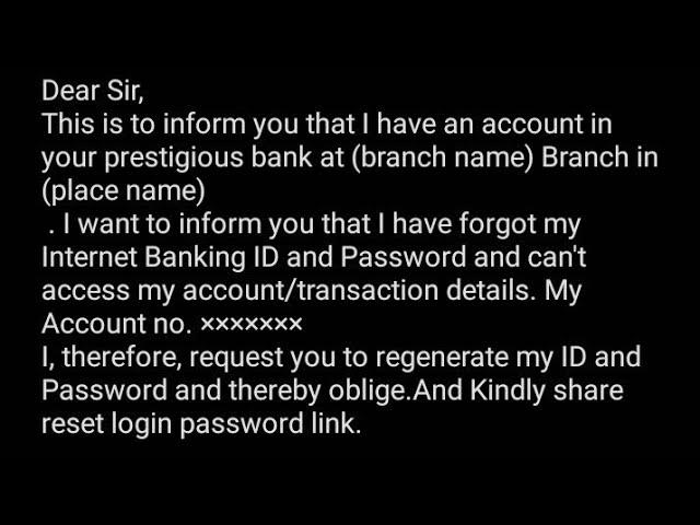 How To Write Letter To Bank Regarding NET BANKING || Forgot User ID & Password