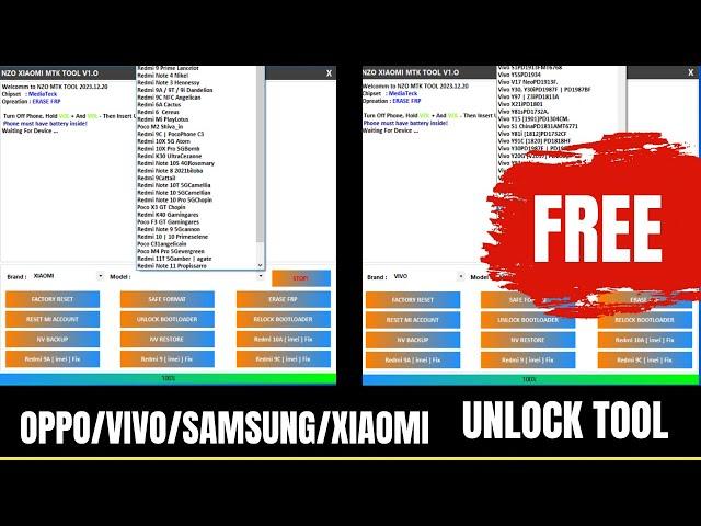 NZO Xiaomi MTK Tool V1.0 | Unlock Tool 2024 | Unlock Oppo/Vivo/Samsung/Huawei Unlock Tool