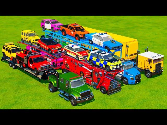 TRANSPORTING POLICE CARS & EMERGENCY VEHICLES WITH TRANSPORTER TRUCKS! Farming Simulator 22