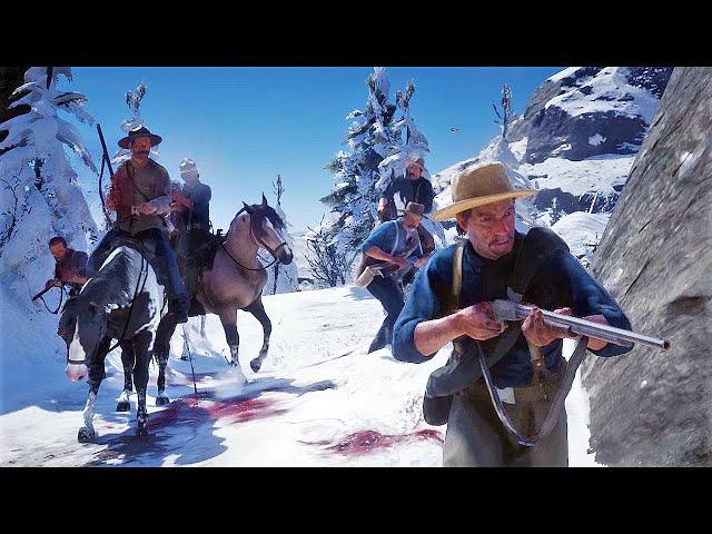 US Army vs Wapiti Indians in Slow Motion | Red Dead Redemption 2 NPC Wars 54