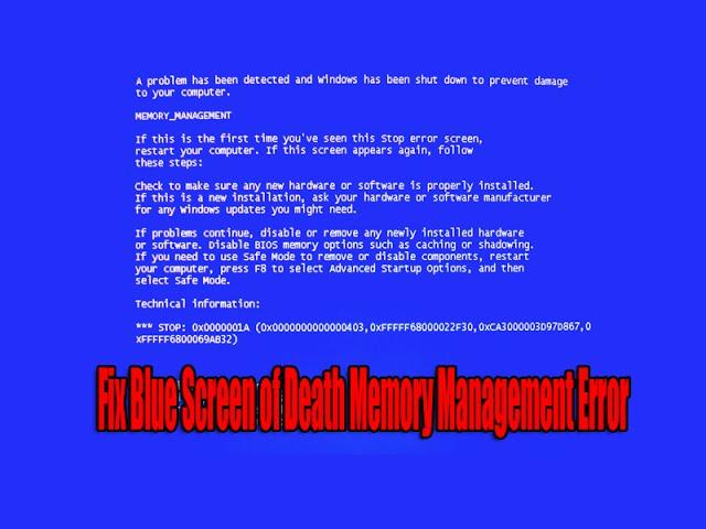 Fix Blue Screen of Death Memory Management Error