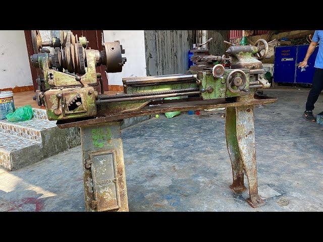 Full restoration of antique American JUNIO lathe | Restore and repair old JUNIOR lathe