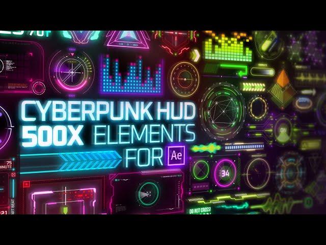 Cyberpunk HUD Elements Templates Pack For After Effects