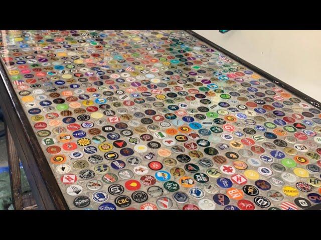 BOTTLE CAP TABLE - Over 900 Bottle Caps..WOW!!