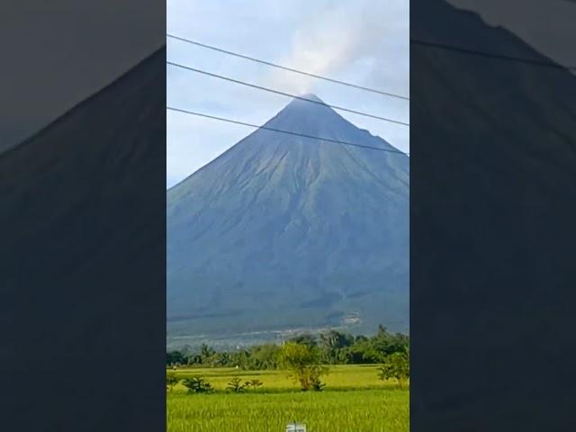 View of majestic Mayon Volcano from the back of a jeepney...Albay, Philippines