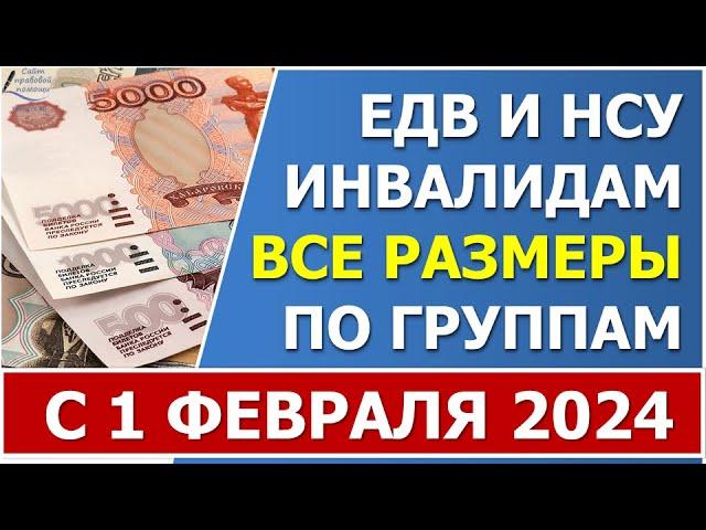 Размеры ЕДВ и НСУ по инвалидности в 2024 г. Размер ЕДВ инвалидам 1,2,3 групп и детям-инвалидам.