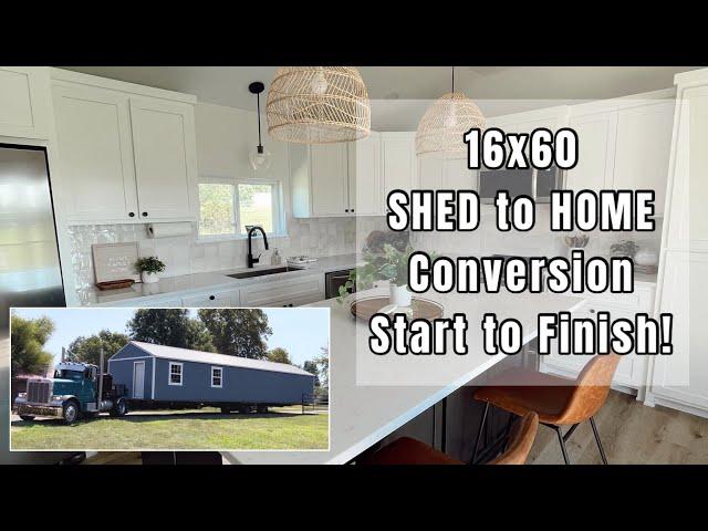 SHED to HOME Conversion | 16x60 Shed 2BR 2BA Start to Finish #shedtohouse #shedtohome