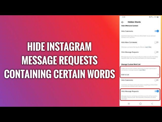 How To Hide Instagram Message Requests Containing Certain Words