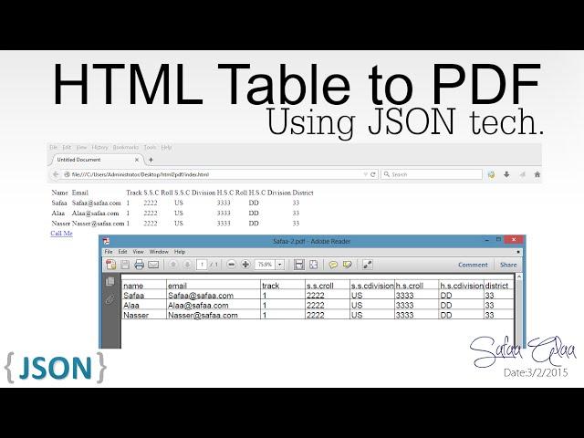 HTML Table To PDF using JSON & jsPDF