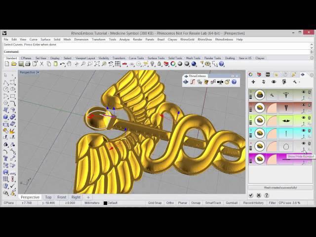 RhinoEmboss 2.0 - Tutorial: Medicine Symbol