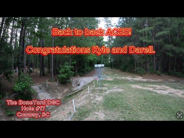 Disc Golf at The BoneYard DGC Hole 17 ACES back to back in The City of Conway, SC.