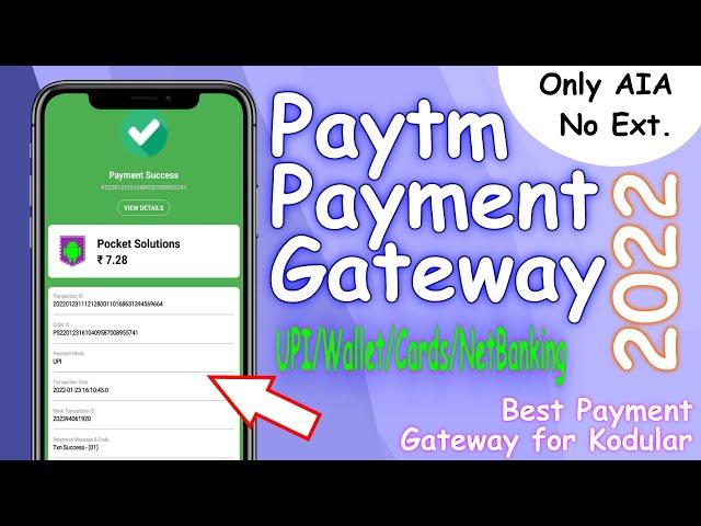 Paytm Payment Gateway For Kodular With Transaction Details | Without Extension Only AIA