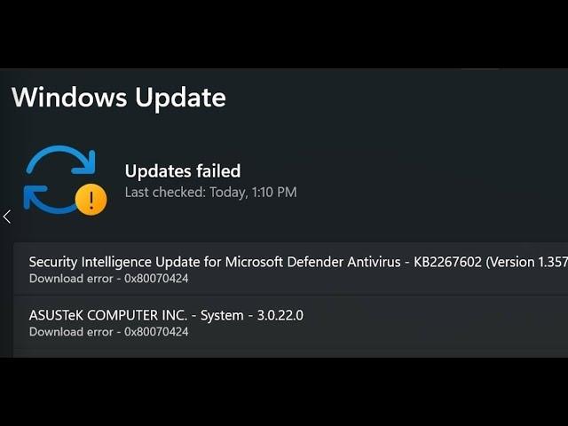 Fix Windows 11 Update Error 0x80070424