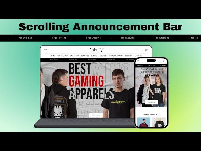 How to Add Scrolling Announcement Bar in Shopify Store for Free | Announcement Bar | Succeessify