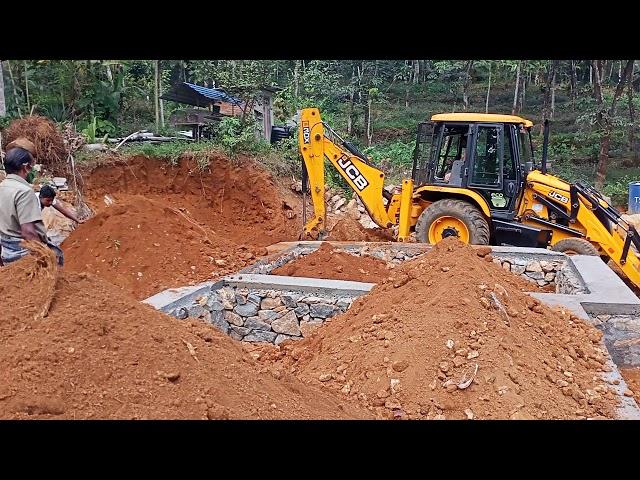 Foundation Earth Filling using JCB Excavator | Backfilling in Foundation | Construction Works