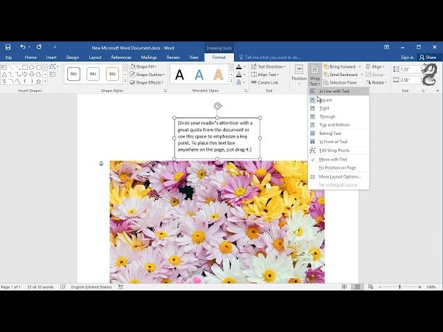 How to add a transparent Text Box onto an image in Word