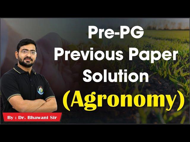 AGRONOMY || PREVIOUS PAPER SOLUTION || IMPORATANT QUESTION OF AGRONOMY || JRF QUESTION OF AGRONOMY