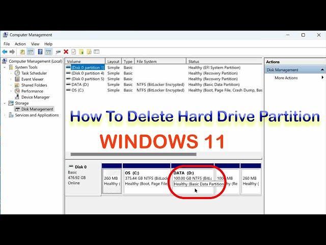 How to Delete Hard Drive Partition | Removing Hard drive partition on windows 11