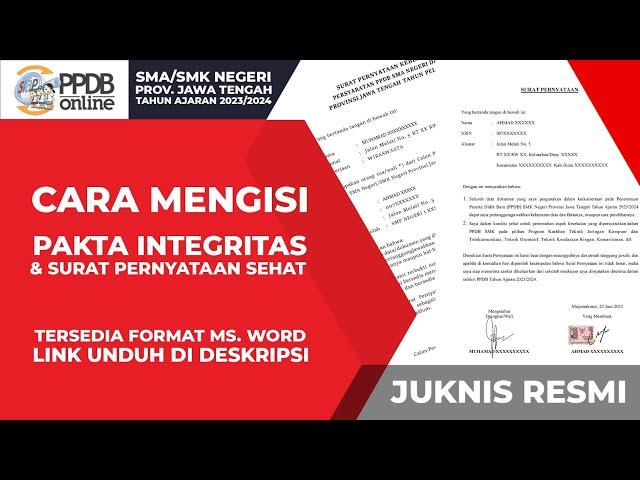 DOWNLOAD TEMPLATE PAKTA INTEGRITAS DAN SURAT PERNYATAAN SEHAT | PPDB SMA/SMK NEGERI JATENG 2023