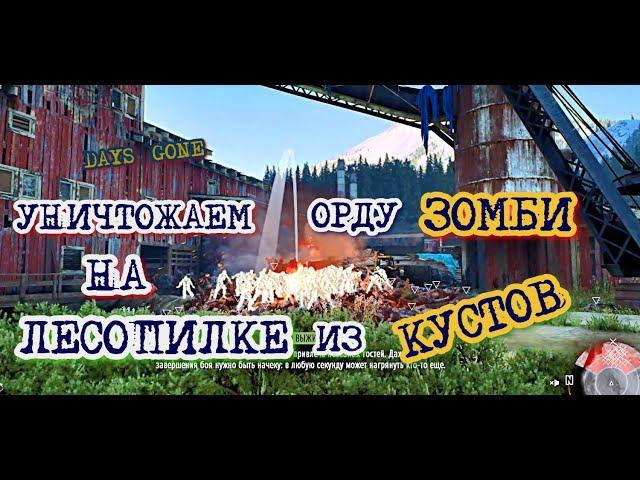 Days Gone Орда на лесопилке из кустов без единого выстрела Days Gone Sawmill horde without shot