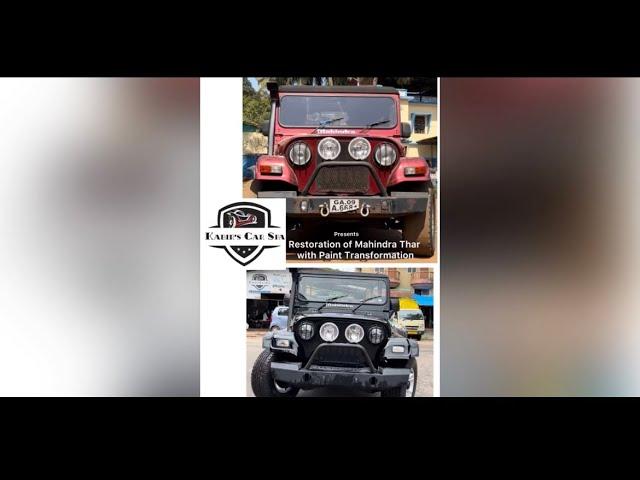 Mahindra Thar Restoration with Paint Transformation from Red Rage Pearl to Phantom Black.