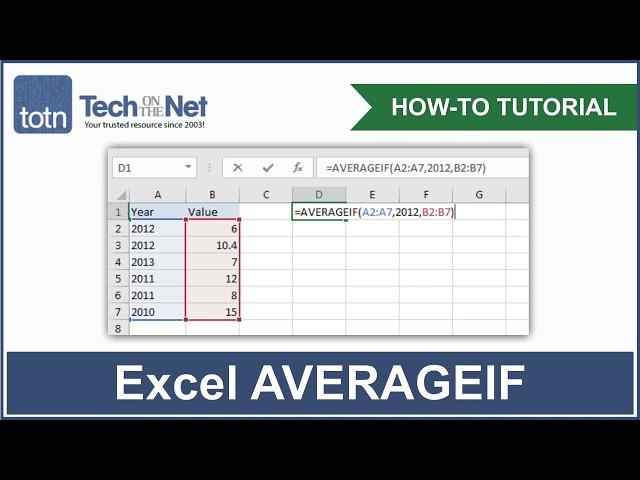 How to use the AVERAGEIF function in Excel