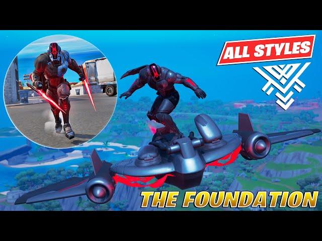 The Foundation Skin (Rocket Wing Glider) All Cosmetics & Styles Gameplay! Fortnite