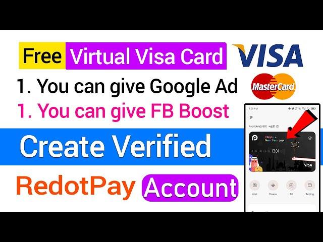 How to Get Free Virtual Visa Card for Facebook Boost - MasterCard - Create New Redotpay Account
