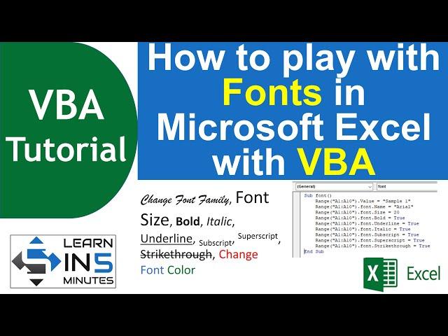 How to play with fonts in Excel with VBA Programming | Learn in 5 Minutes