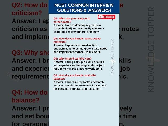 Most Common Job Interview Questions and Answers