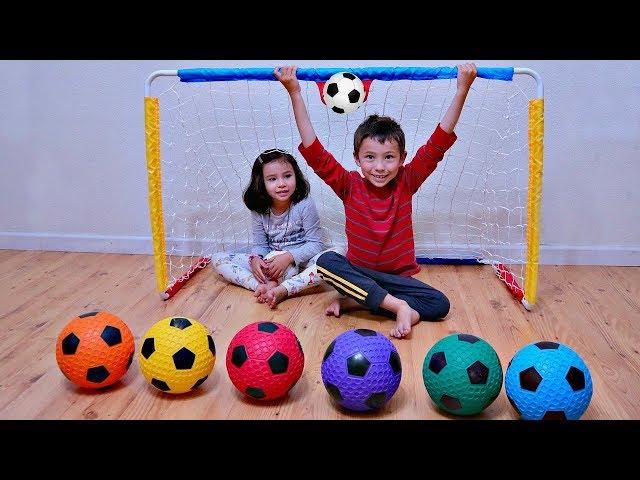 Learn Colors Playing with Soccer Ball and Sports Toy for Children