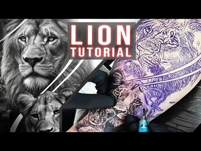 Realistic Lion Tattoo Tutorial - Tattoo Shading Techniques