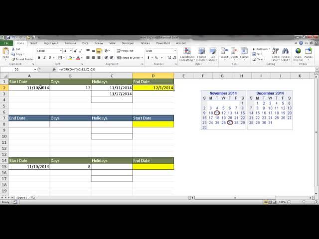 Calculate the Start or End Date with the WORKDAY Function