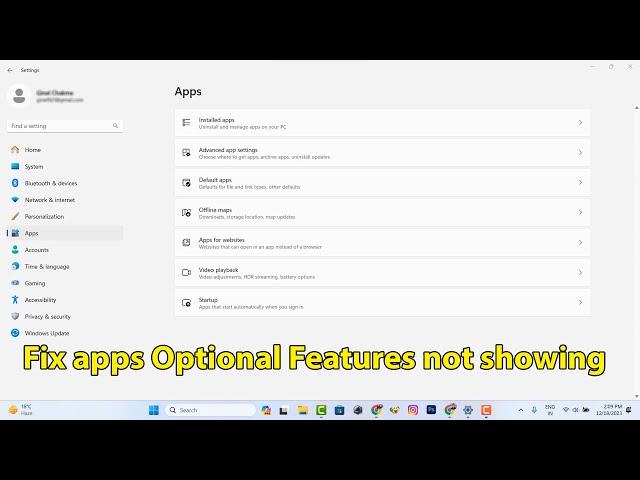 Windows 11 apps optional features not showing